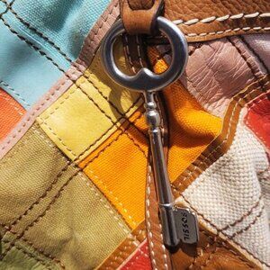 FOSSIL PATCHWORK LEATHER HANDBAG~RARE